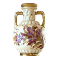 Antique RSK Royal Rudolstadt Hand Painted Floral Porcelain Urn Vase Gilt Handles