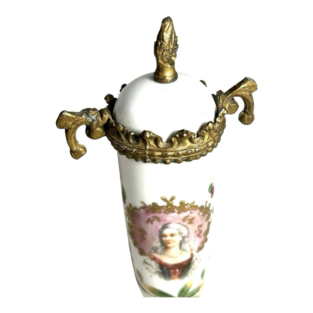 Antique French Porcelain Sevres Style Hand Painted Portrait Vase