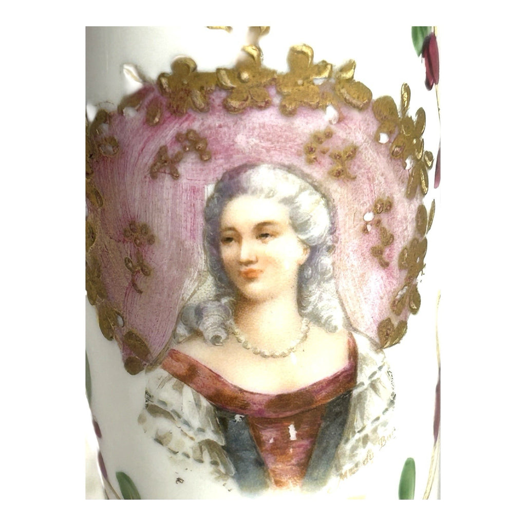 Antique French Porcelain Sevres Style Hand Painted Portrait Vase