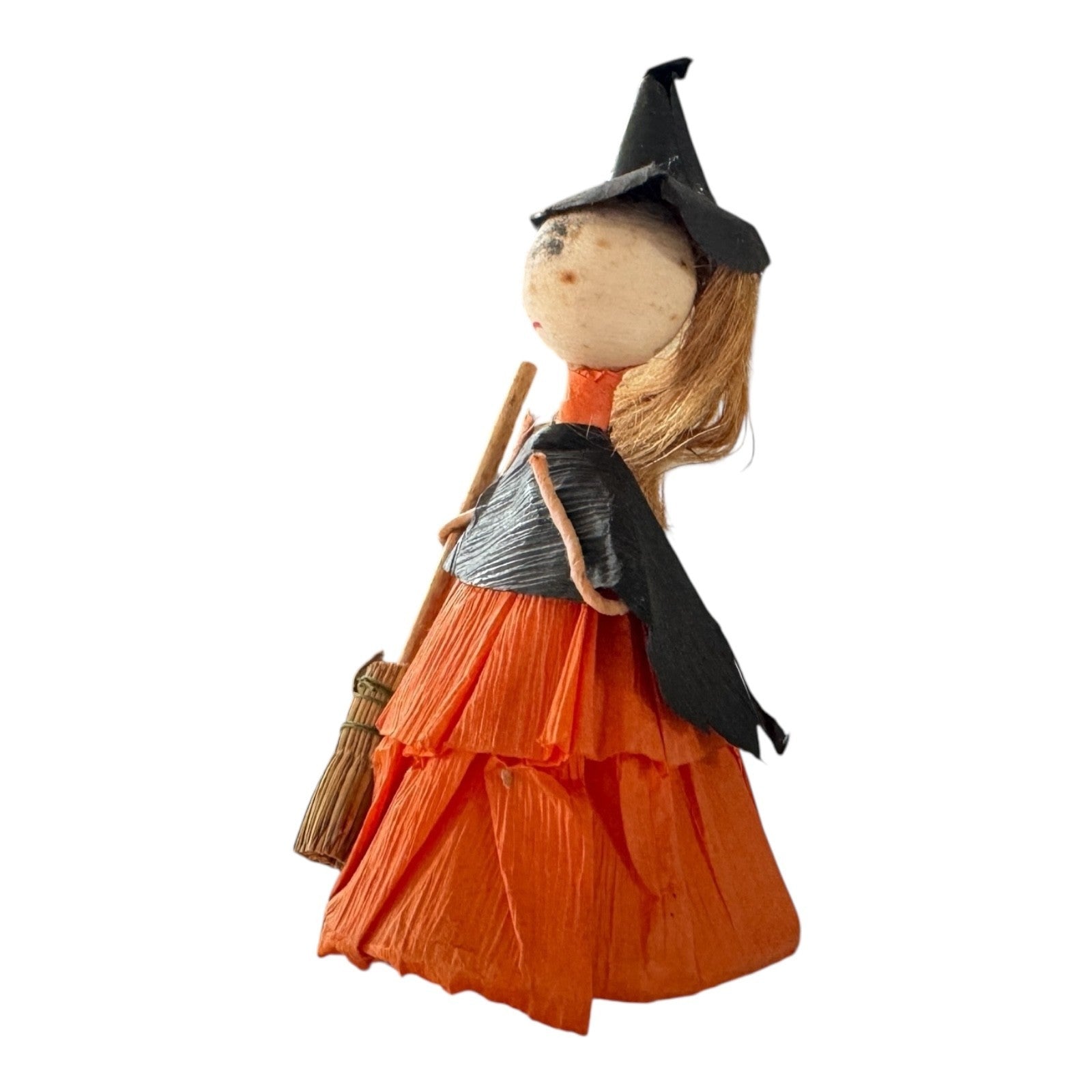 Vintage Halloween Crepe Paper Skirt Witch Figurine Decoration - Japan