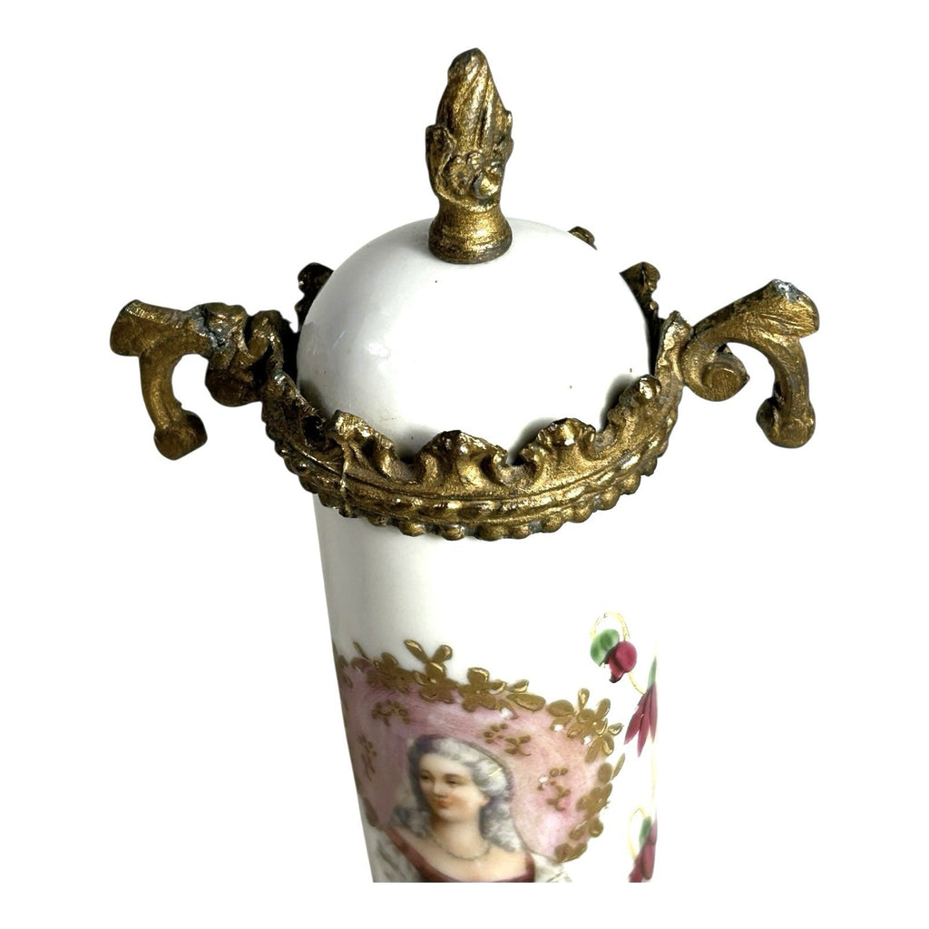 Antique French Porcelain Sevres Style Hand Painted Portrait Vase