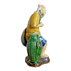 Antique Yellow Glazed Chinese Export Ceramic Pottery Mudman Figurine