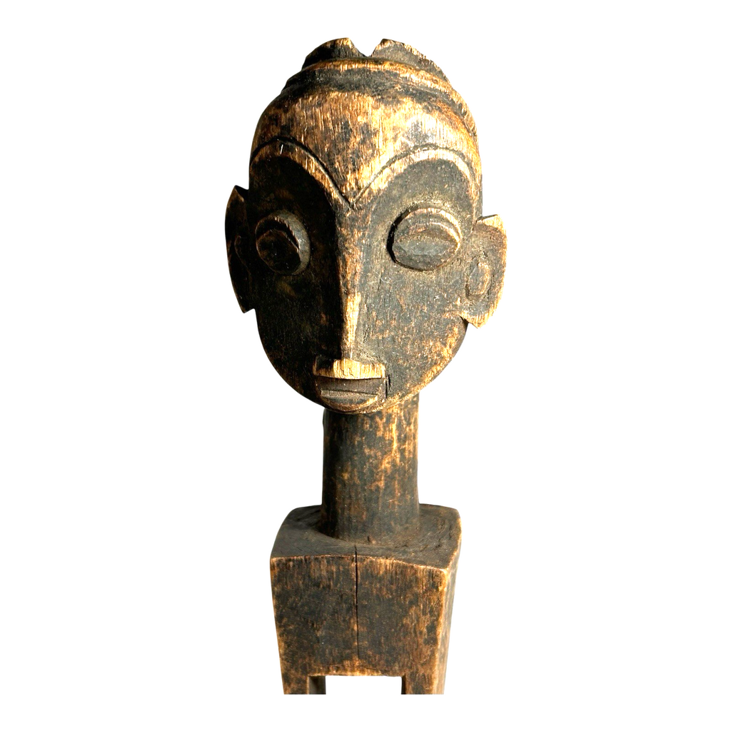Antique African Baule Hand-Carved Wooden Heddle Pulley - Collectible Tribal Art