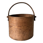 Antique Large Stitched Bentwood Dry Measure Grain Bucket with Handle