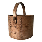 Antique Large Stitched Bentwood Dry Measure Grain Bucket with Handle