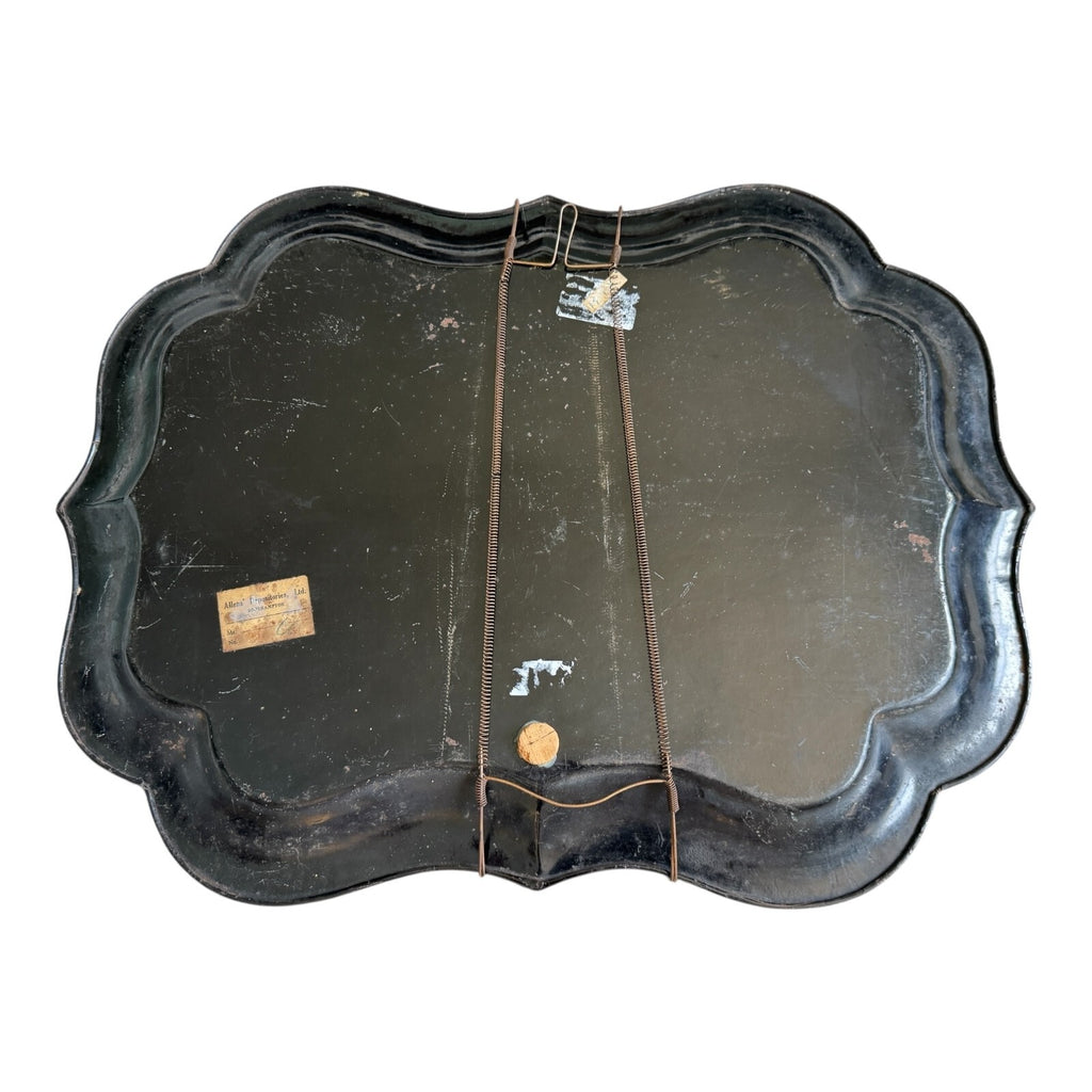 Antique Americana Decorative Hand Painted Floral Toleware Tray, Hanging Wall Art