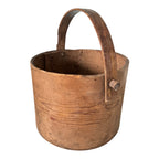 Antique Large Stitched Bentwood Dry Measure Grain Bucket with Handle
