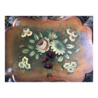 Antique Americana Decorative Hand Painted Floral Toleware Tray, Hanging Wall Art