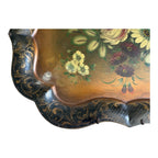 Antique Americana Decorative Hand Painted Floral Toleware Tray, Hanging Wall Art