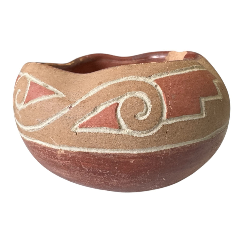 Vintage Native American San Juan Pottery Bowl – Geometric Design