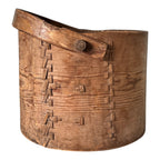 Antique Large Stitched Bentwood Dry Measure Grain Bucket with Handle