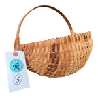 Vintage Primitive Woven Wood Buttocks Basket - Original Martha Stewart Tag