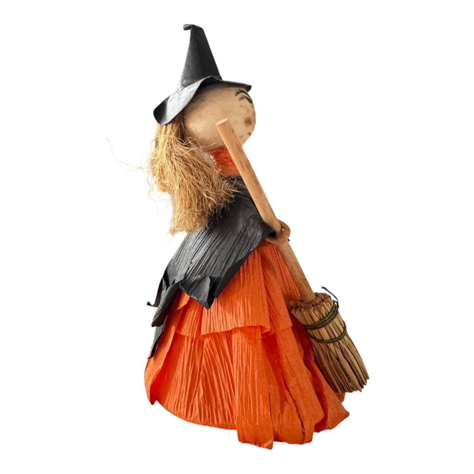 Vintage Halloween Crepe Paper Skirt Witch Figurine Decoration - Japan