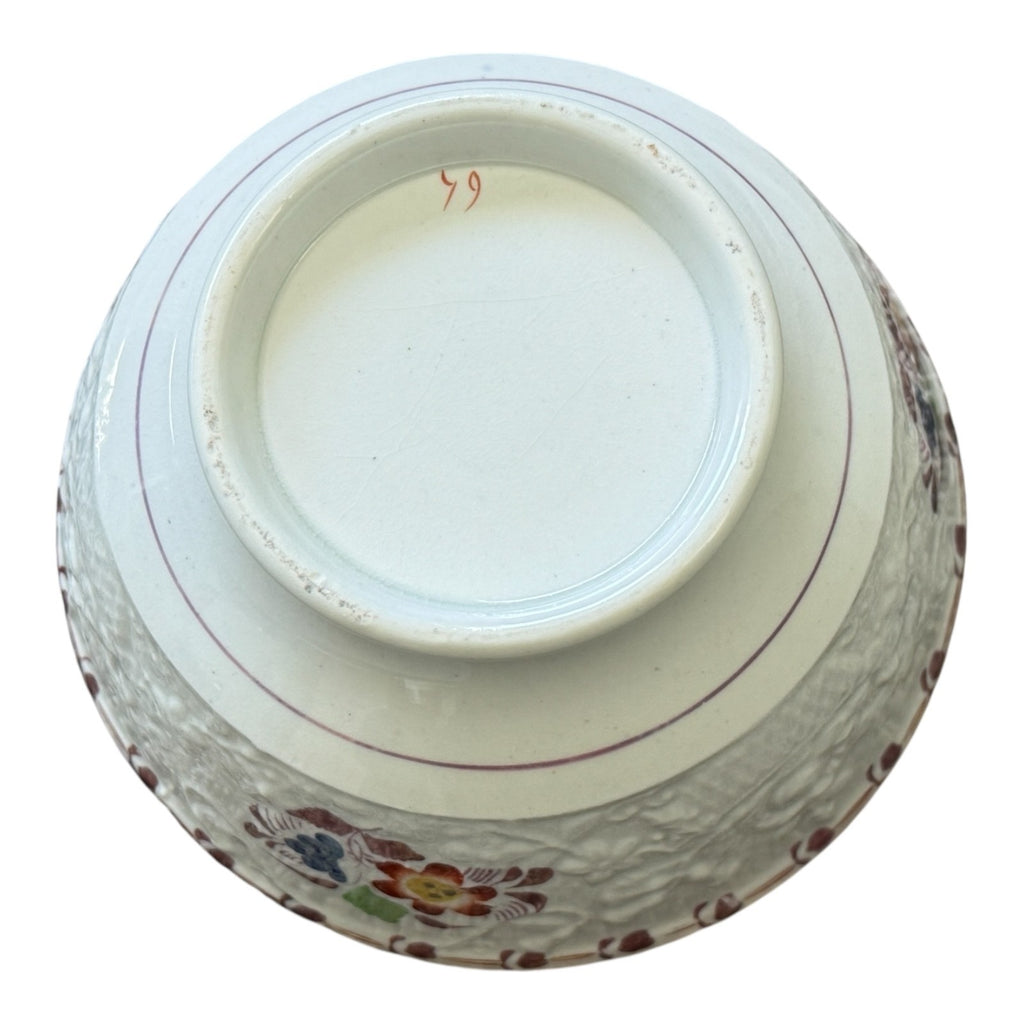 Antique Staffordshire Pearlware Pink Lustre Soft Paste Floral Bowl