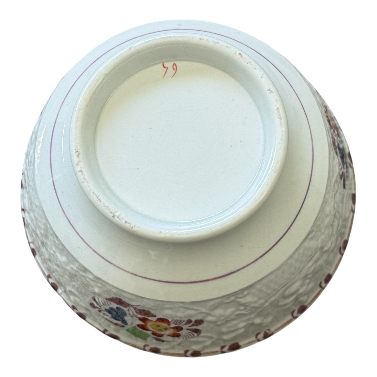 Antique Staffordshire Pearlware Pink Lustre Soft Paste Floral Bowl