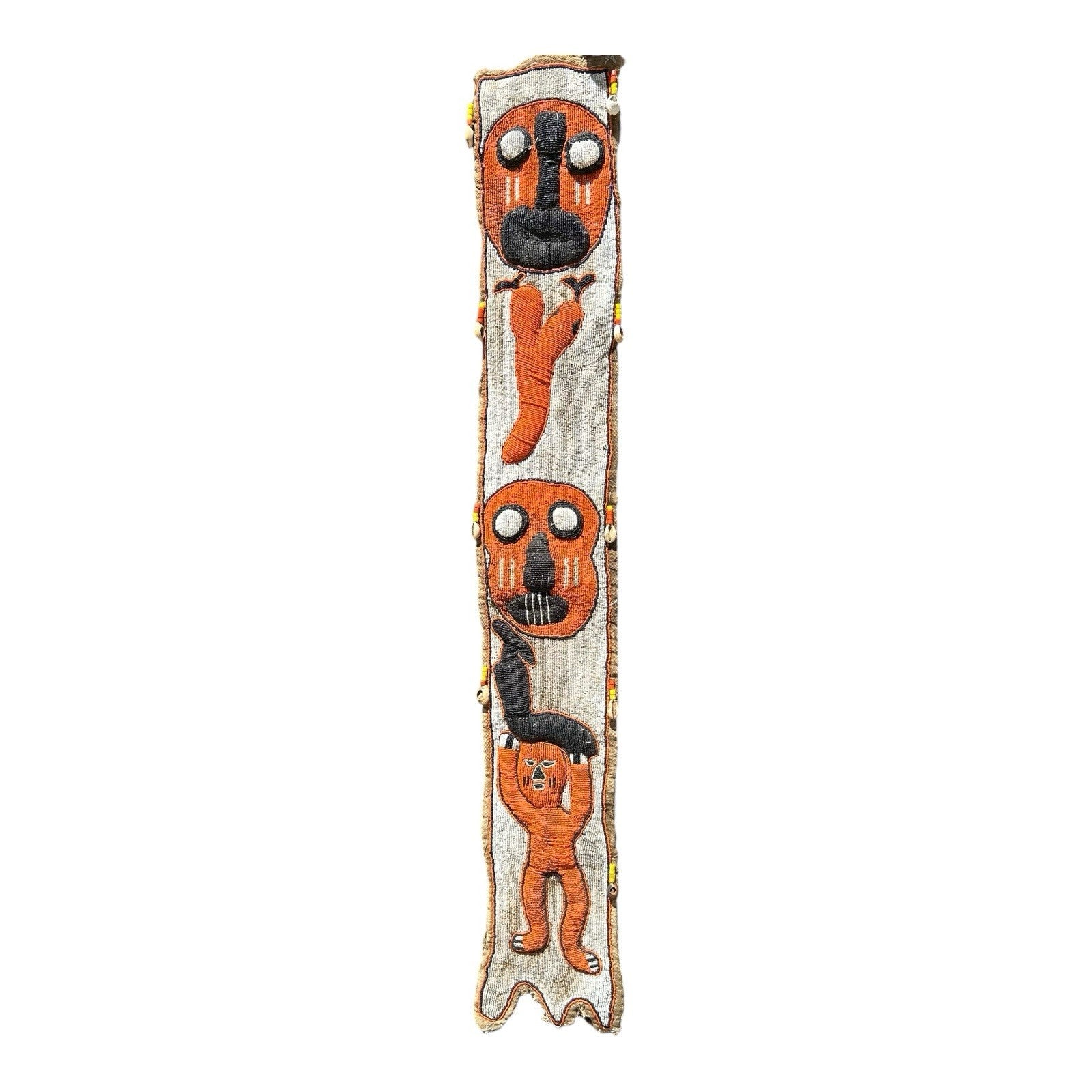 Vintage Hand Made African Nigerian Halloween Beaded Wall Hanging Sash