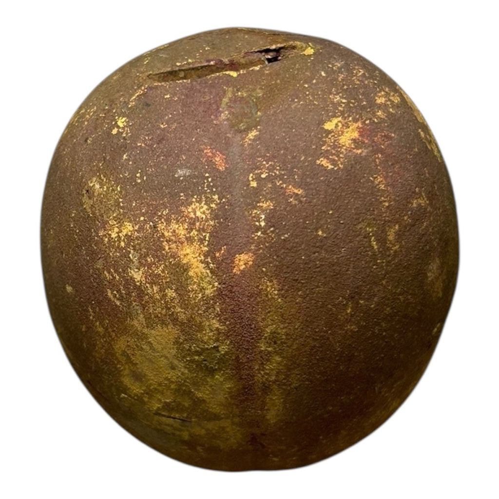 Antique Redware Pottery Yellow Apple Still Bank