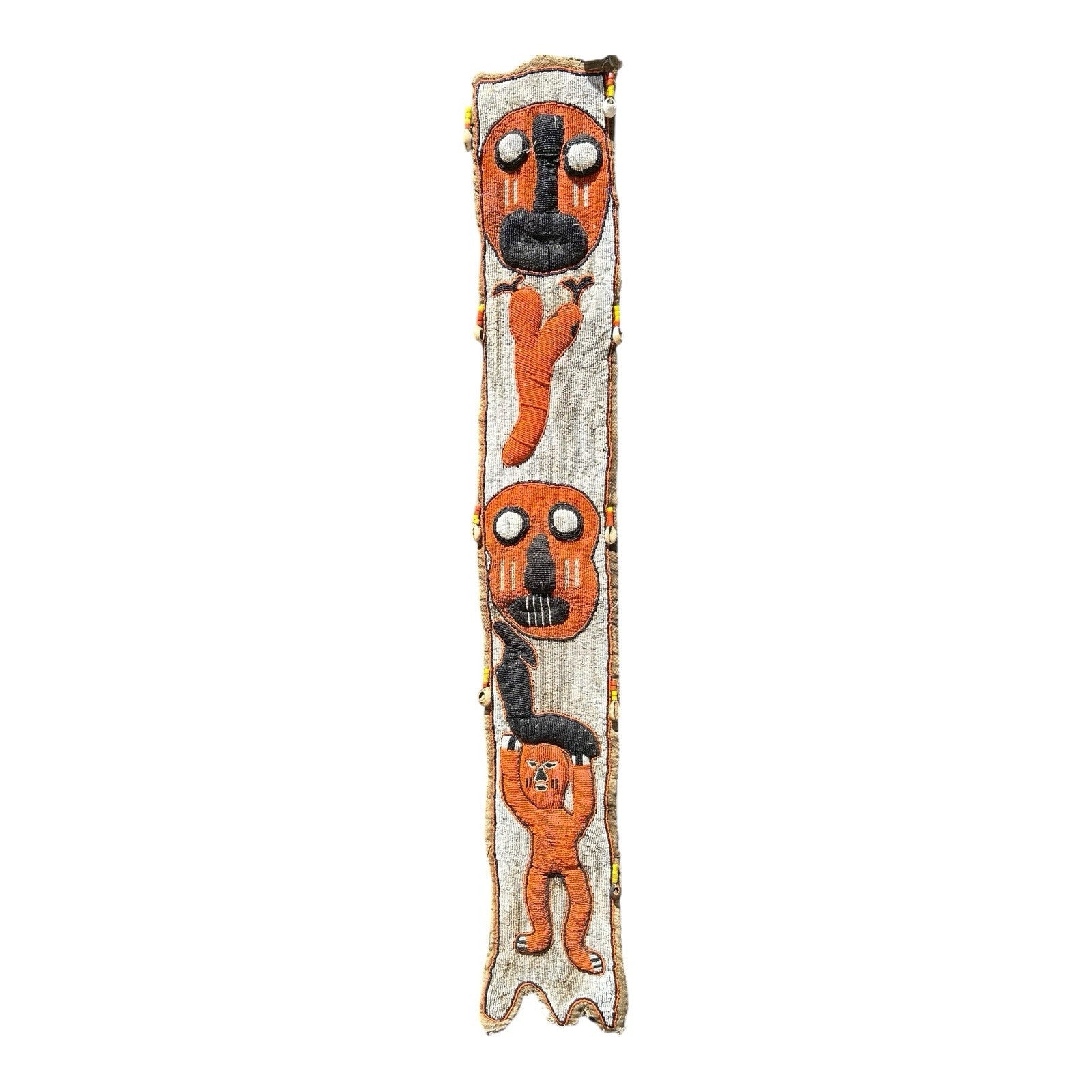 Vintage Hand Made African Nigerian Halloween Beaded Wall Hanging Sash
