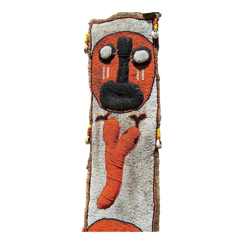 Vintage Hand Made African Nigerian Halloween Beaded Wall Hanging Sash