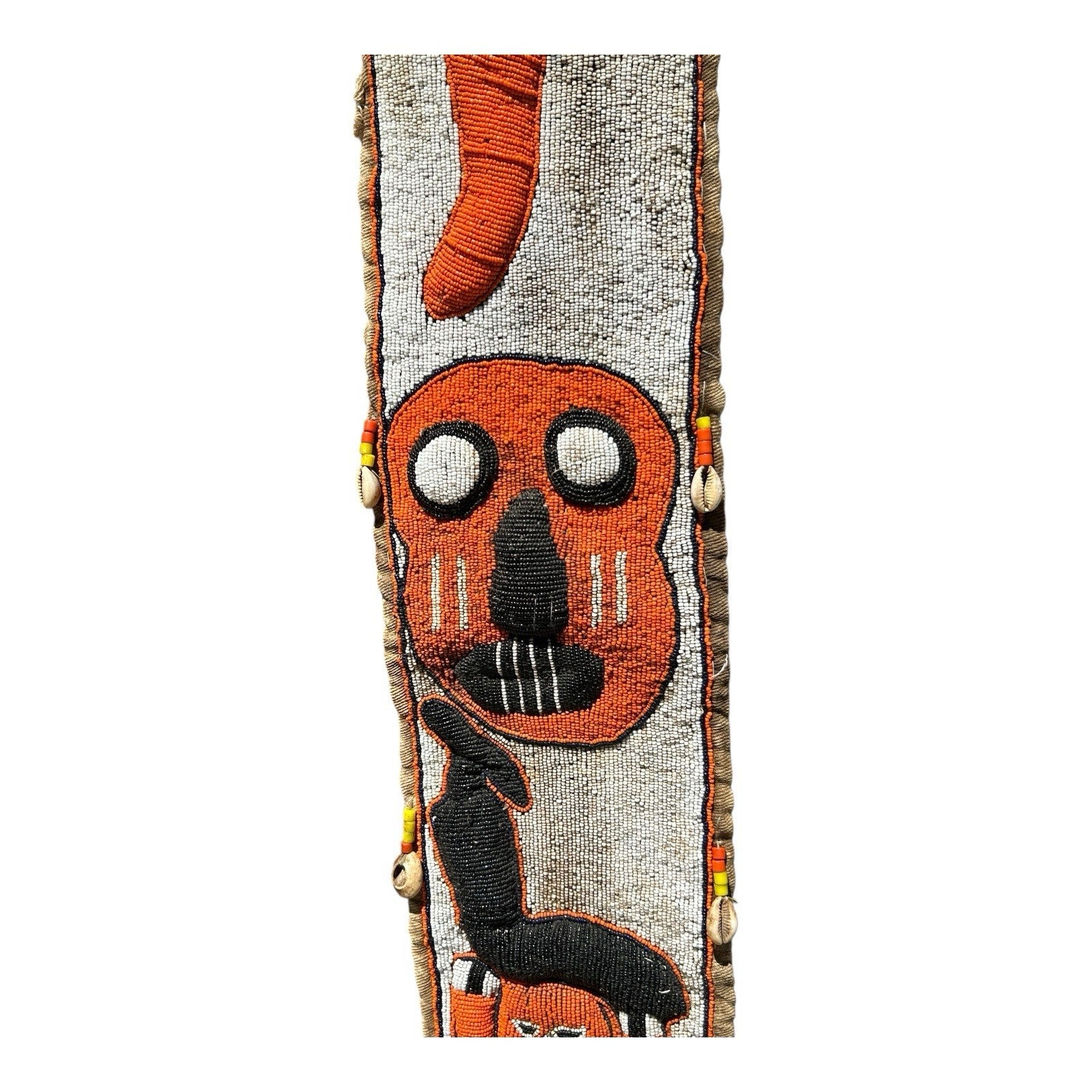 Vintage Hand Made African Nigerian Halloween Beaded Wall Hanging Sash