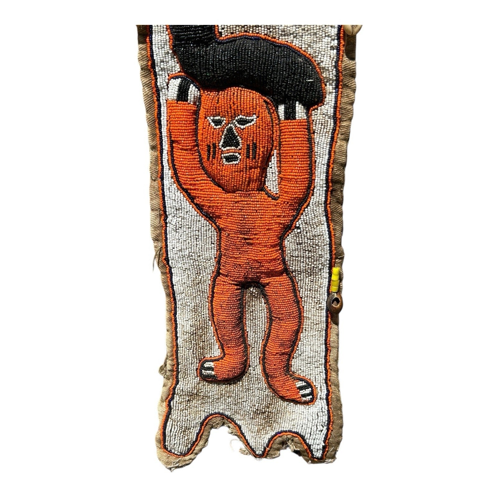 Vintage Hand Made African Nigerian Halloween Beaded Wall Hanging Sash