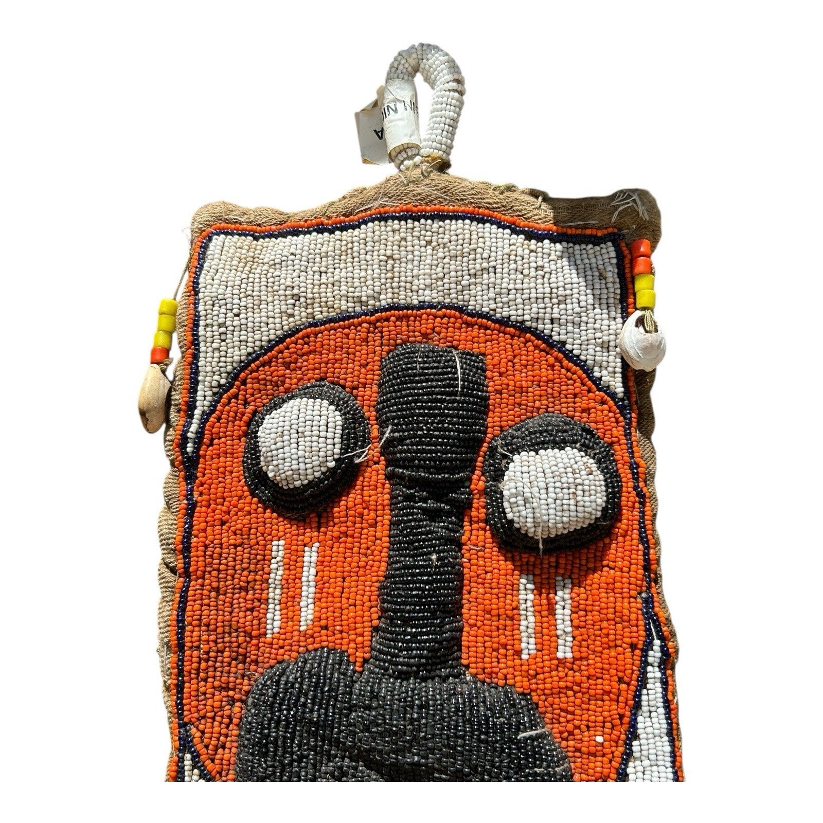 Vintage Hand Made African Nigerian Halloween Beaded Wall Hanging Sash