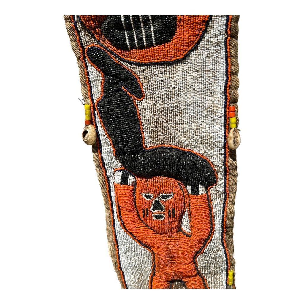 Vintage Hand Made African Nigerian Halloween Beaded Wall Hanging Sash