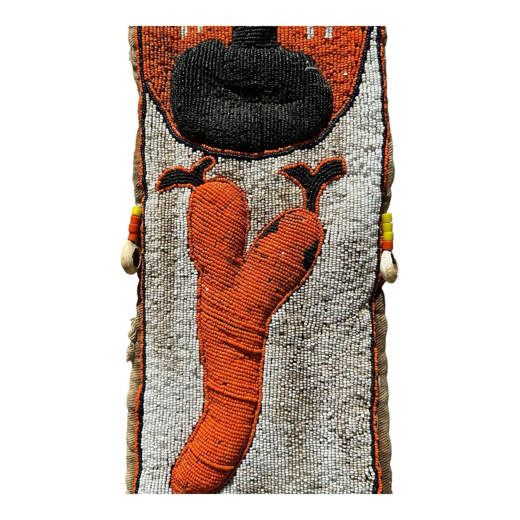 Vintage Hand Made African Nigerian Halloween Beaded Wall Hanging Sash