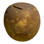 Antique Redware Pottery Yellow Apple Still Bank
