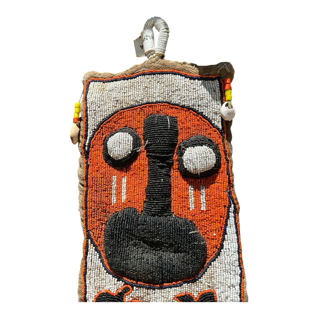 Vintage Hand Made African Nigerian Halloween Beaded Wall Hanging Sash