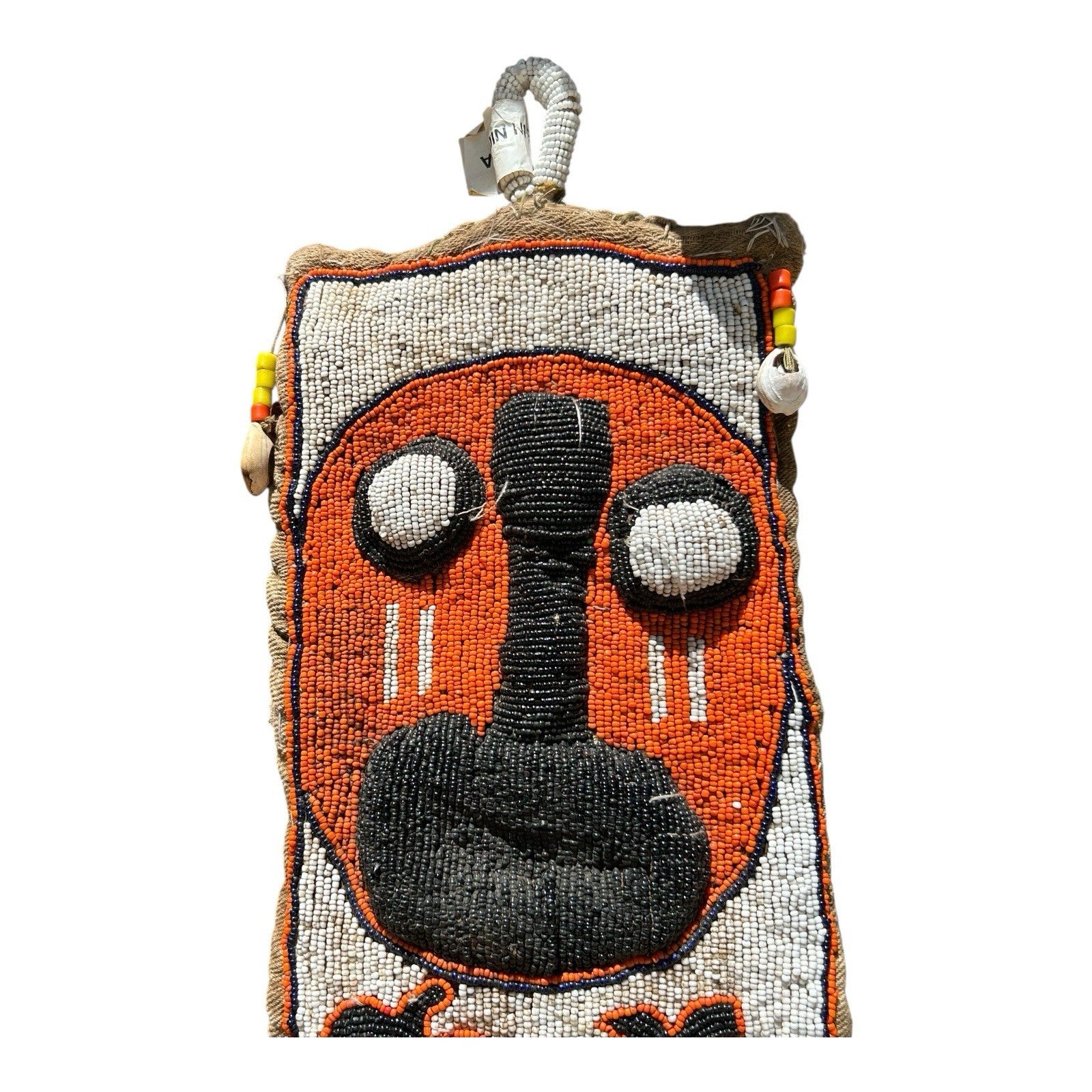 Vintage Hand Made African Nigerian Halloween Beaded Wall Hanging Sash