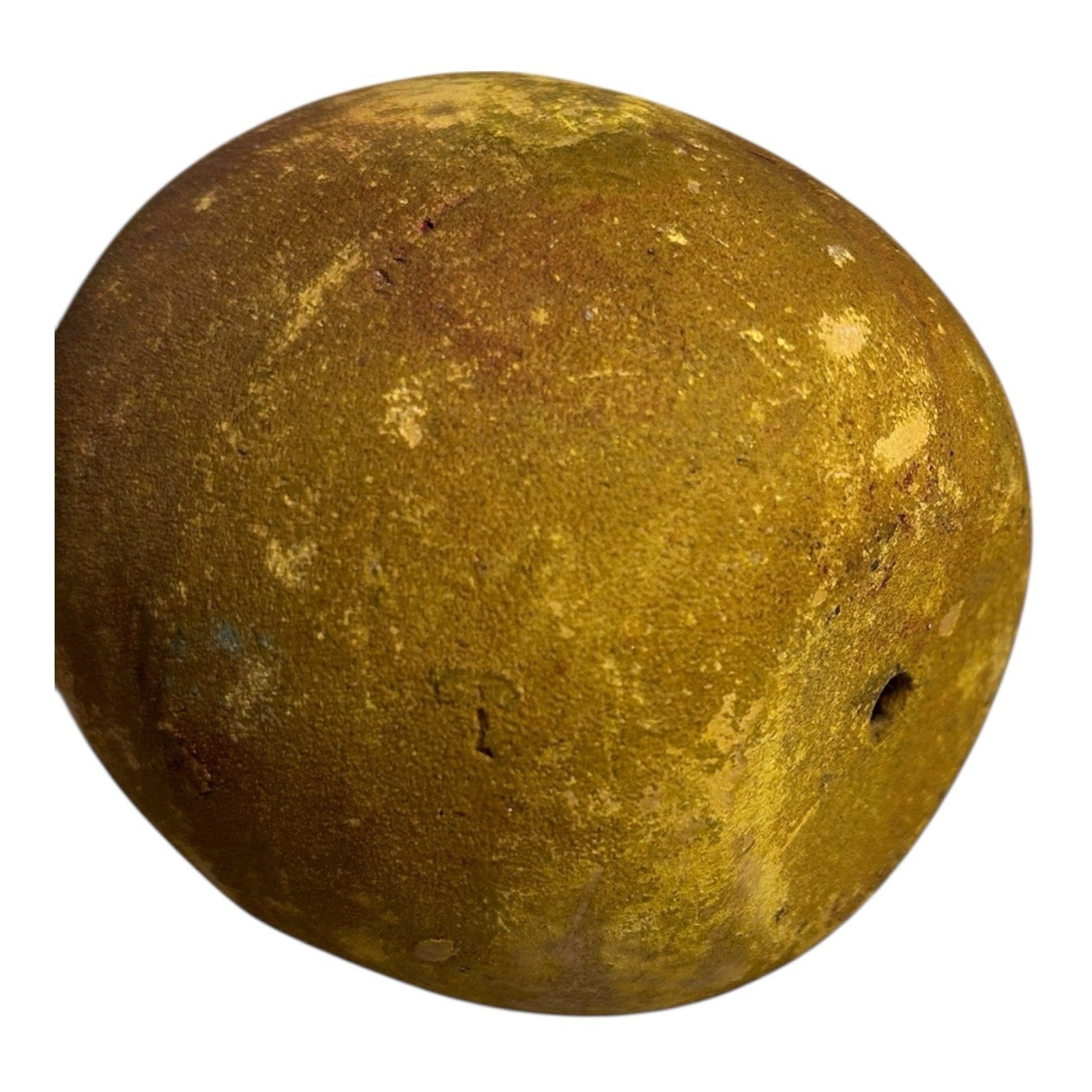 Antique Redware Pottery Yellow Apple Still Bank