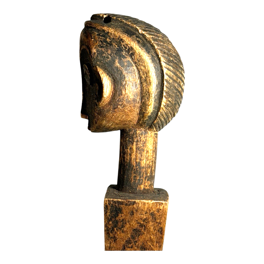 Antique African Baule Hand-Carved Wooden Heddle Pulley - Collectible Tribal Art