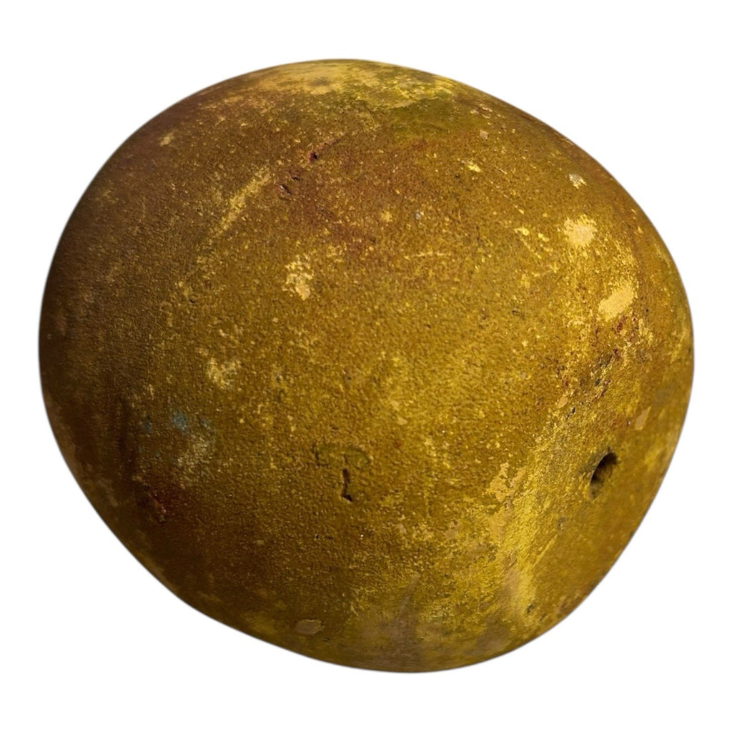 Antique Redware Pottery Yellow Apple Still Bank