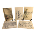 Antique WW1 World War One Set of 5 French Propaganda Post Cards - Unused