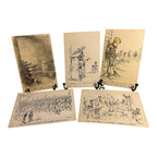 Antique WW1 World War One Set of 5 French Propaganda Post Cards - Unused