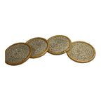 Vintage Natural Woven Seagrass & Wood Drink Coasters (4) - Martha Stewart Prop