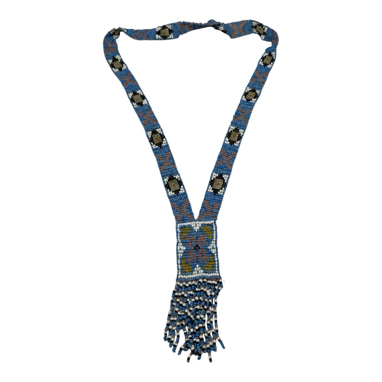 Antique Native American Ceremonial Beaded Sash Necklace
