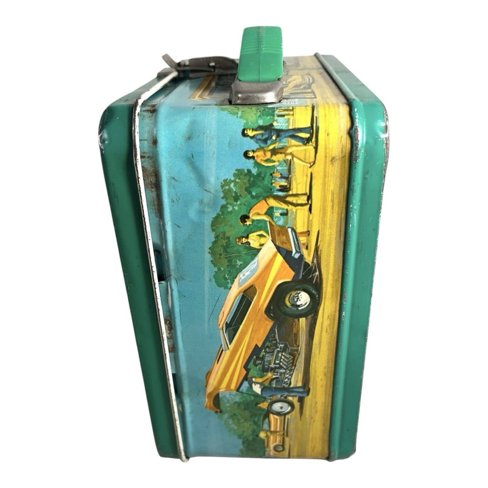Vintage 1975 Aladdin Drag Strip Metal Lunchbox with Thermos