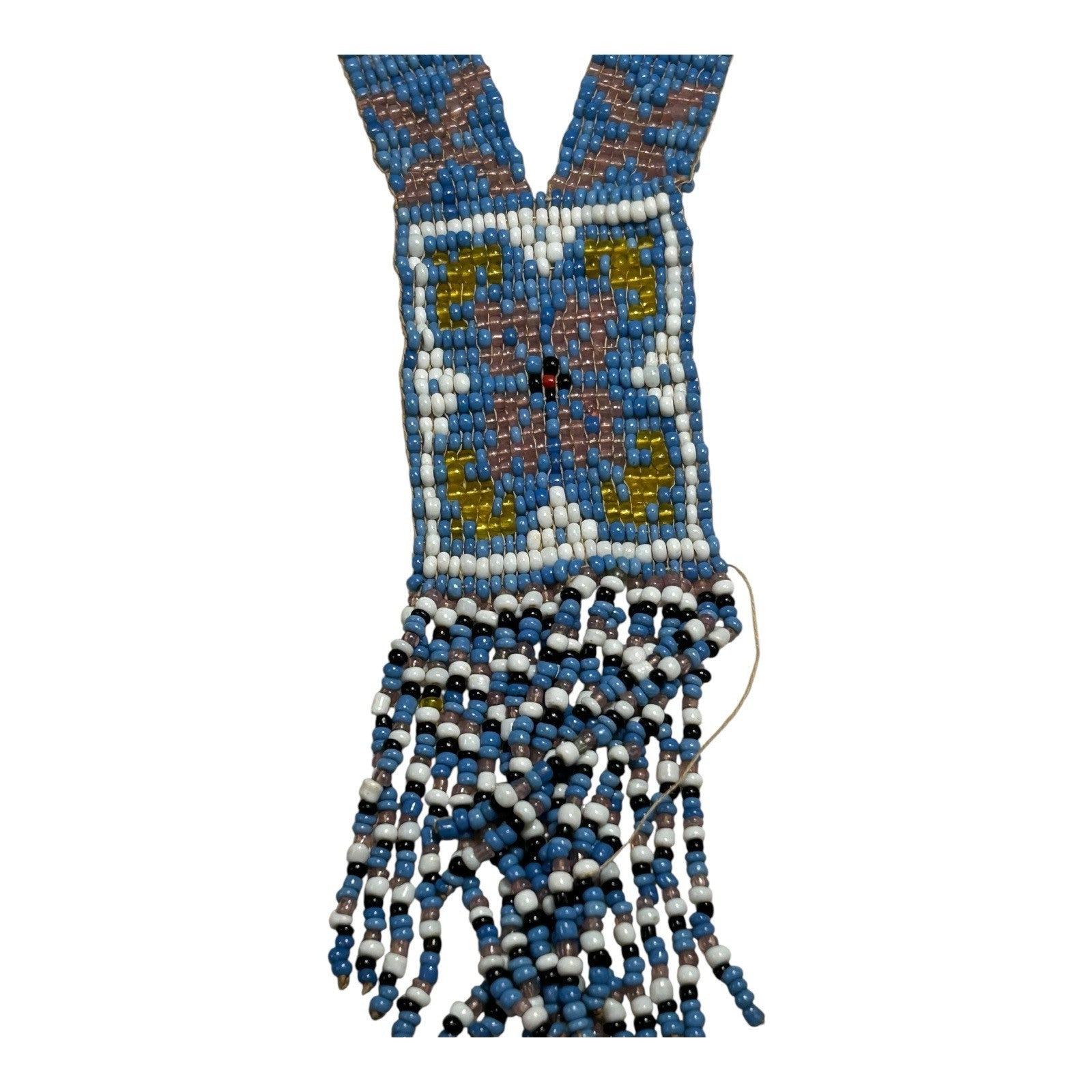 Antique Native American Ceremonial Beaded Sash Necklace