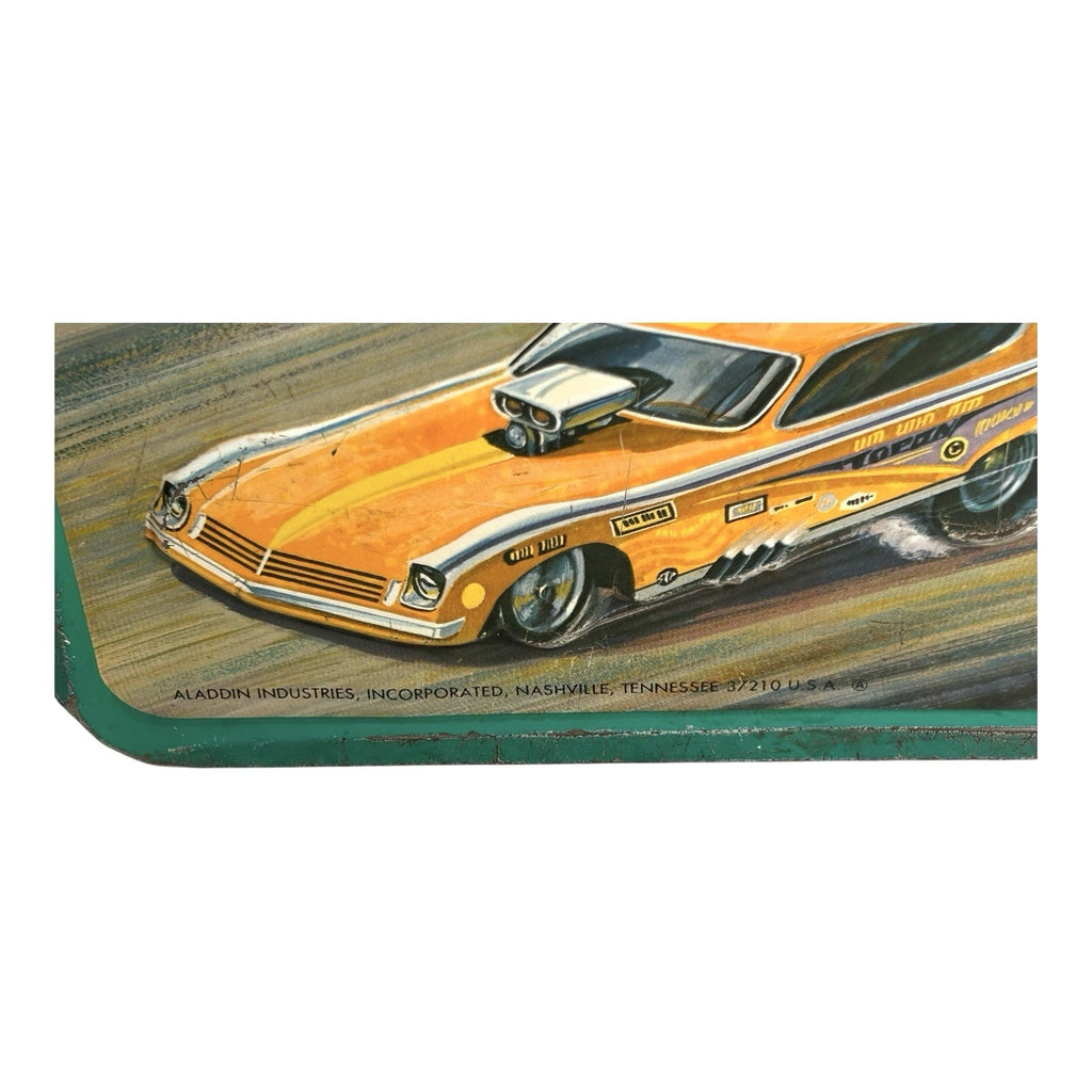 Vintage 1975 Aladdin Drag Strip Metal Lunchbox with Thermos