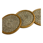 Vintage Natural Woven Seagrass & Wood Drink Coasters (4) - Martha Stewart Prop