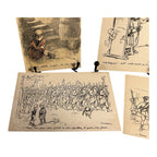 Antique WW1 World War One Set of 5 French Propaganda Post Cards - Unused