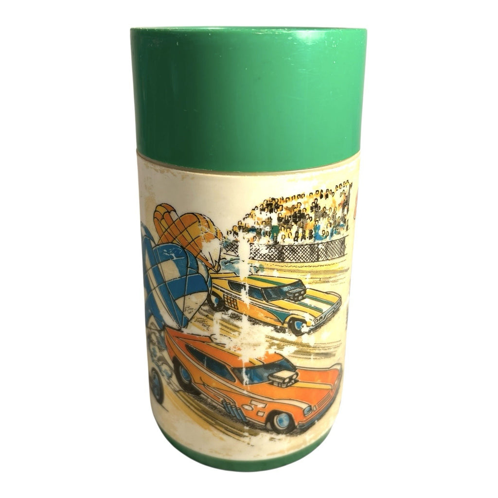 Vintage 1975 Aladdin Drag Strip Metal Lunchbox with Thermos