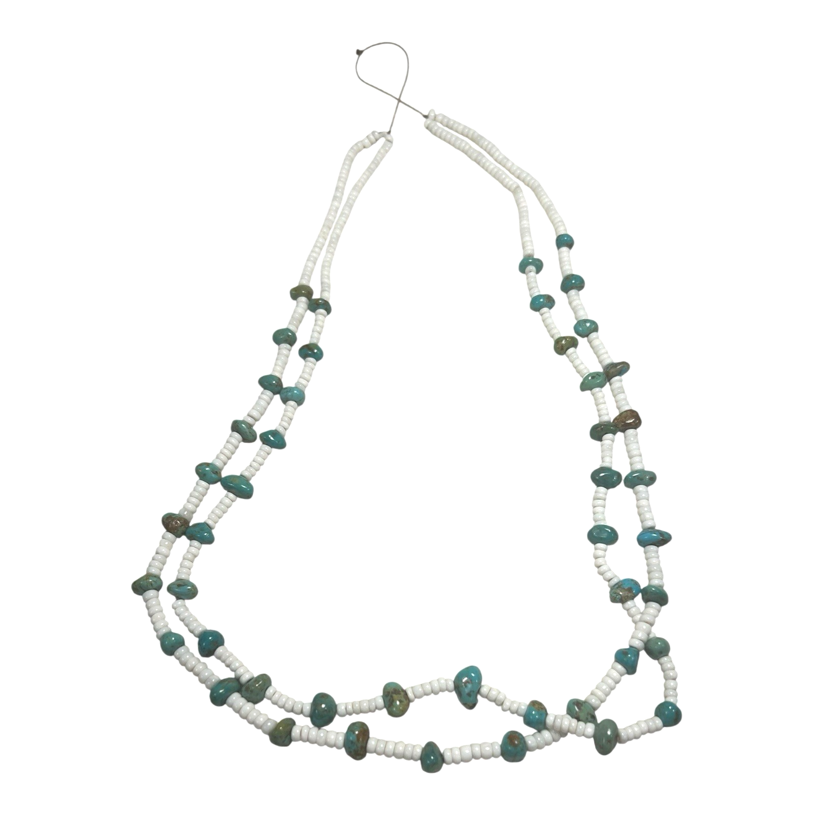 Vintage Native American Double Strand Turquoise Heishi Beaded Necklace