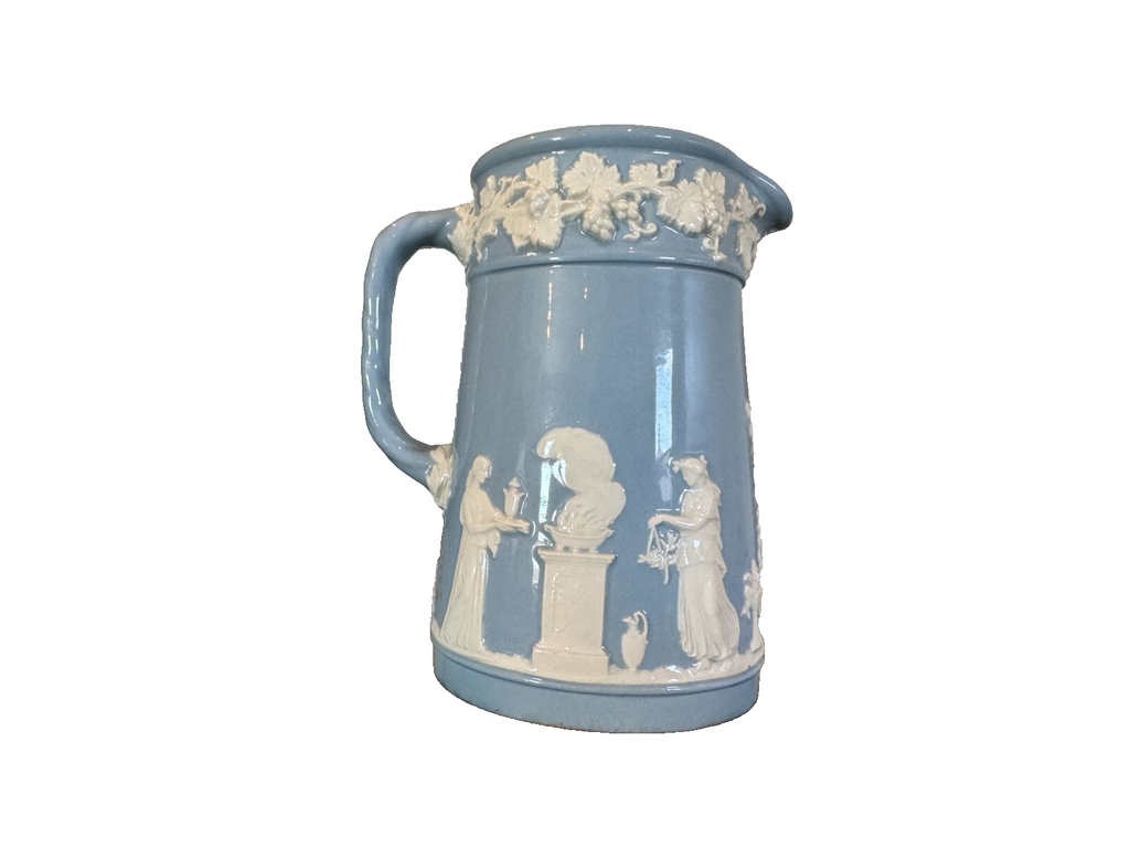 Antique Wedgwood Blue Jasperware Pottery Pitchers – Set of 2
