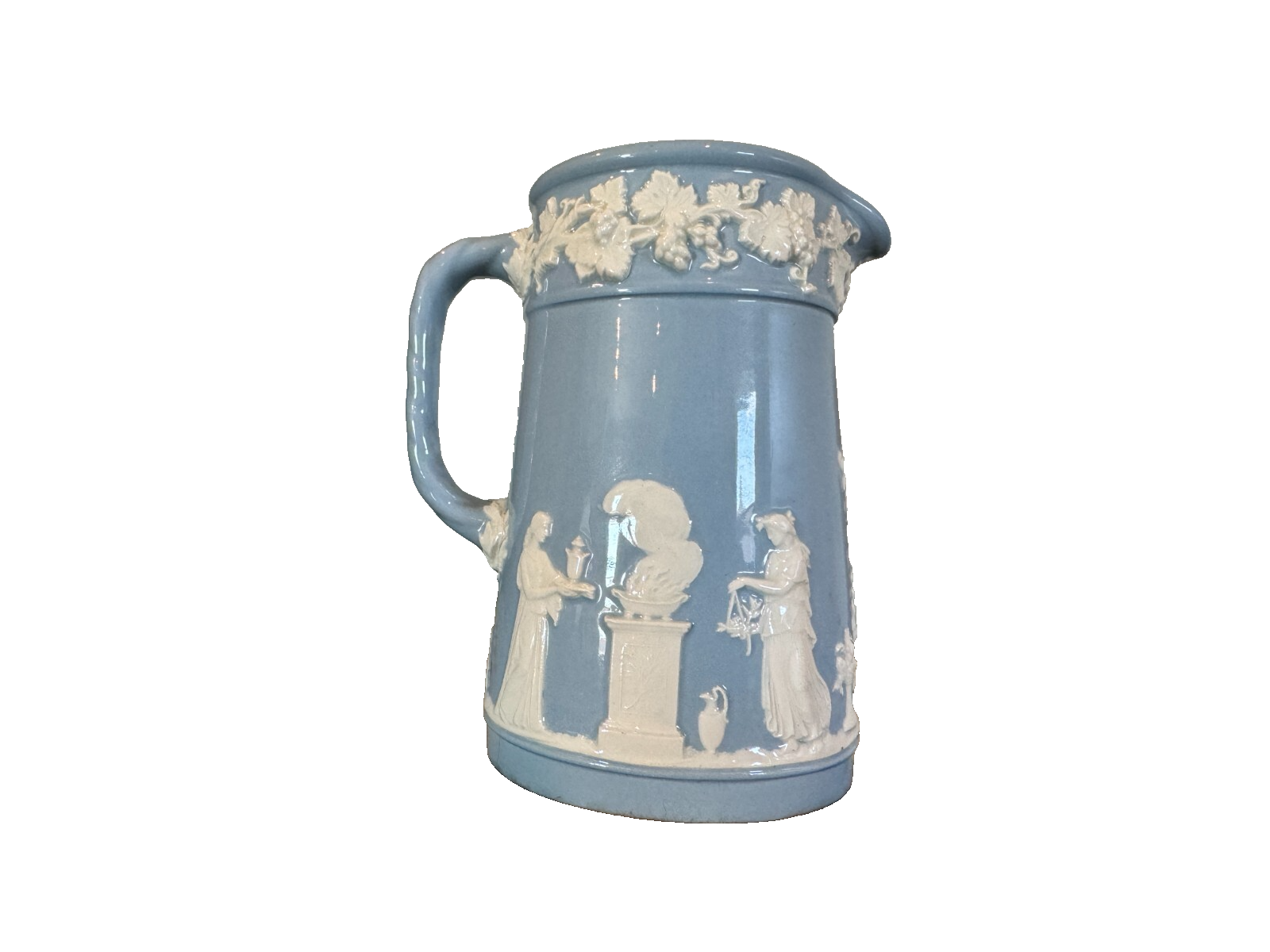 Antique Wedgwood Blue Jasperware Pottery Pitchers – Set of 2