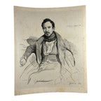 Antique 1829 Lithograph Portrait of Camille Roqueplan by Achille Deveria