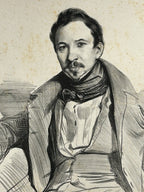 Antique 1829 Lithograph Portrait of Camille Roqueplan by Achille Deveria