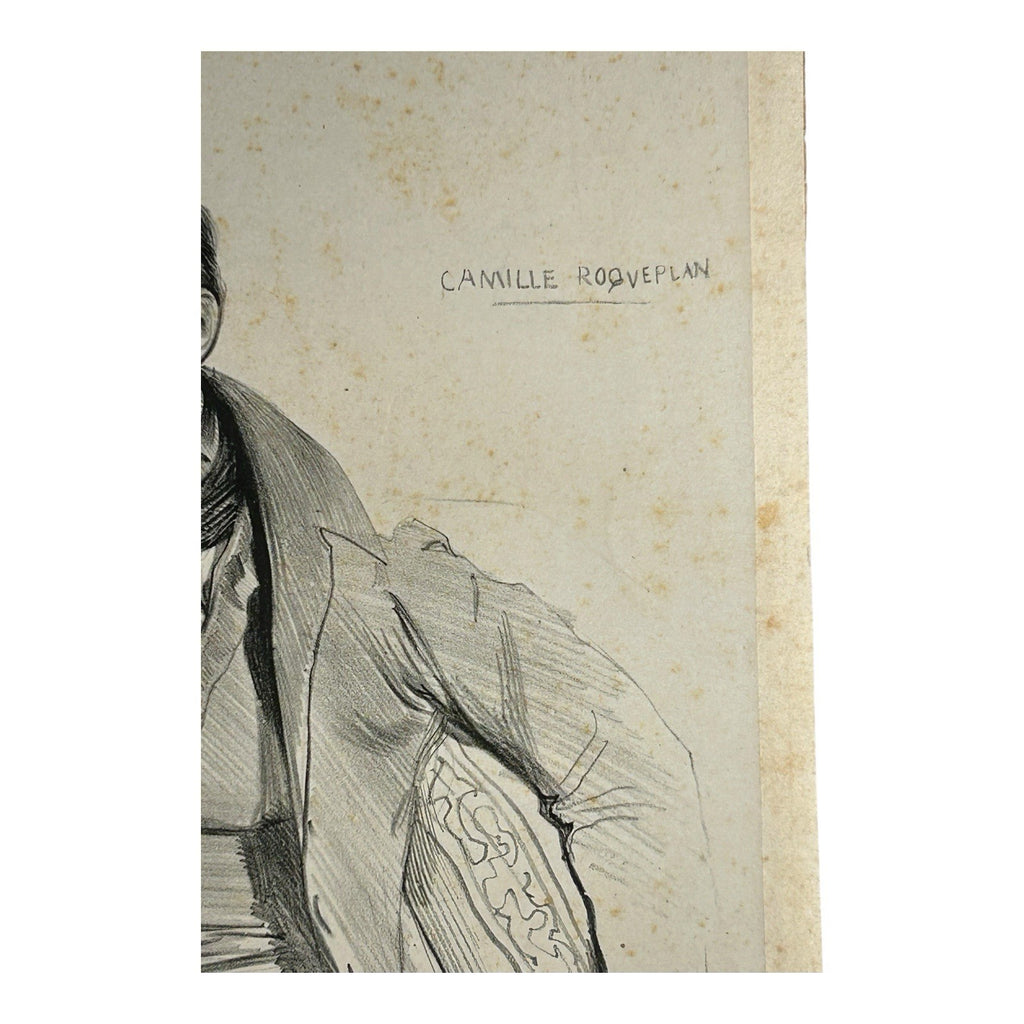 Antique 1829 Lithograph Portrait of Camille Roqueplan by Achille Deveria